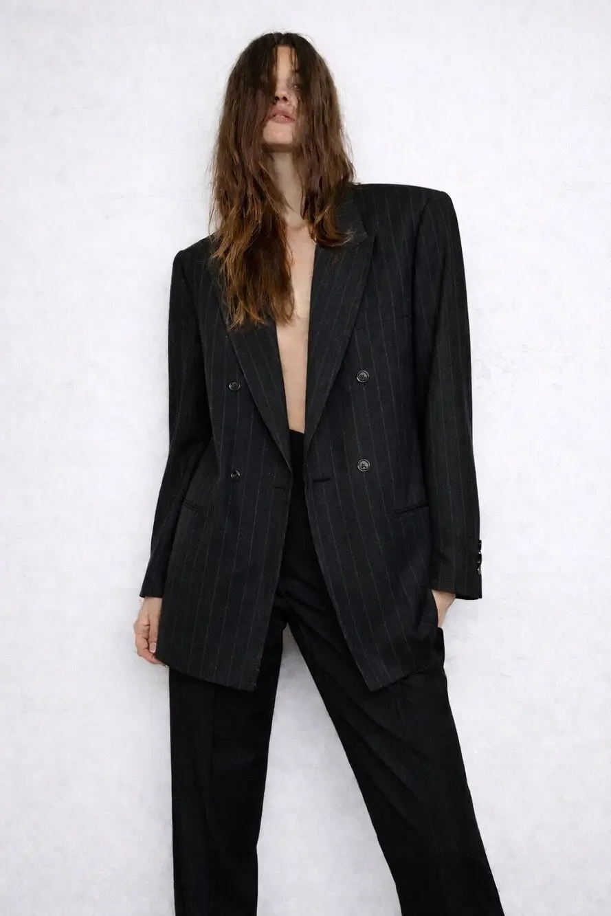 Vintage Christian Dior Wool Oversized Double Breasted Blazer Suit Jacket Large - Picture 1 of 10
